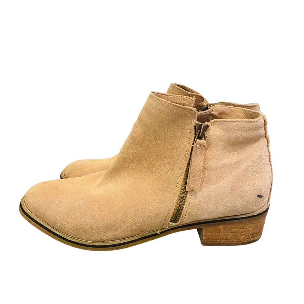 Blondo Liam Suede Waterproof Ankle Boots Shoes Double Zip Taupe Tan Size 9